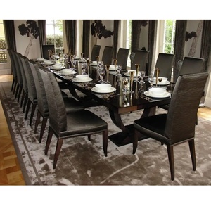 ชุดโต๊ะอาหารไม้มาคาซาร์สีน้ำตาลทรงสี่เหลี่ยมผืนผ้าสำหรับ 8 ถึง 10 ที่นั่ง เฟอร์นิเจอร์ห้องรับประทานอาหารทันสมัย - Product Image 2