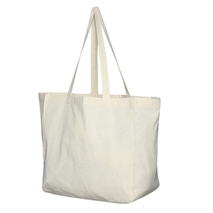 Paquete de 3 bolsas de lona con certificado de algodón orgánico 100% personalizadas impresas al por mayor de comestibles reutilizables con asas extra fuertes - Product Image 1
