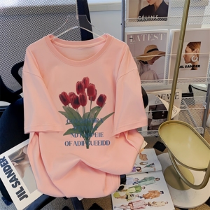 T-shirt en coton <span class=keywords><strong>pour</strong></span> <span class=keywords><strong>femme</strong></span>, coupe ample, décontracté, imprimé dessin animé mignon, col rond, grande taille, manches courtes, été - Product Image 4