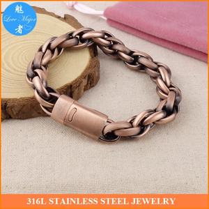 Bracelet chaîne <span class=keywords><strong>gourmette</strong></span> en acier inoxydable massif de haute qualité pour <span class=keywords><strong>homme</strong></span>, largeur 13 mm, couleur or rose - Product Image 4