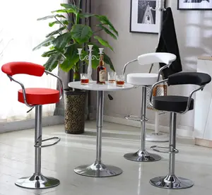 Barra giratoria de cuero para muebles, taburete de barra moderno, ajustable, de color blanco