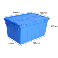 Conteneur en plastique blanc avec couvercle attaché, 600*400*320mm, empilable, logistique d'entrepôt, manutention