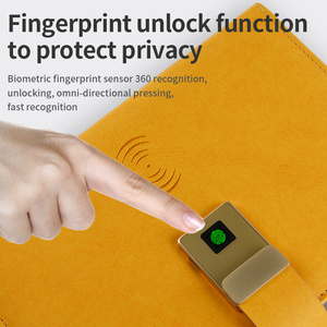 OEM Power Bank Notebook con blocco delle impronte digitali diario di ricarica Wireless personalizzato in pelle ricaricabile Planner Binder Memo - Product Image 4