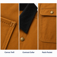 Veste de travail pour camionneur, coupe ample, boutons pression sur le devant, col bicolore, poche rivetée, toile rétro, logo brodé, fabrication sur mesure