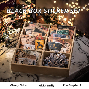 Caja de 100 Hojas, Serie Little Black Box, Adhesivos Troquelados Brillantes de Gran Tamaño, Forma Personalizada, Decoración Navideña, EE. UU. - Product Image 2