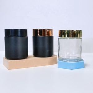 200g Body Butter Cream Container Black White Transparent Frosted Matte Glass Cosmetic Jar With Gold Lid - Product Image 1