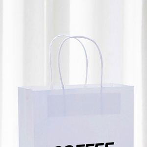Custom Logo Printed Recyclable Biodegradable Disposable Brown Kraft Paper <b>Bags</b> for Food Take Out Restaurant Coffee with Handle - Product Image 3
