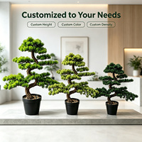 Bonsaï artificiel raffiné en pin de 60 cm, faux arbre nuageux avec base pour la décoration de bureau, de réception, d'étagère ou de table d'appoint