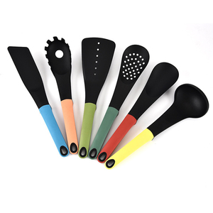 Heat Resistant Black Kitchen Cooking Tools 6 Pieces Standing Handle Nylon Kitchen Cooking <b>Utensils</b> Set with Holder - Product Image 5