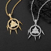 Collier Pendentif Roue de la Sagesse Personnalisé en Laiton avec Zircons Cubiques et Pompon, Bijoux Hip Hop pour Hommes
