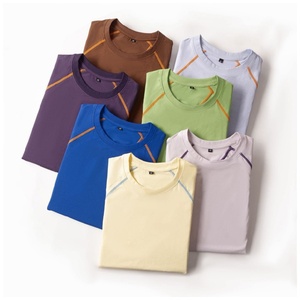 T-shirt d'été pour <span class=keywords><strong>femme</strong></span>, <span class=keywords><strong>anti</strong></span>-<span class=keywords><strong>UV</strong></span>, séchage rapide, évacuation de l'humidité, respirant, color-block, col rond, manches courtes - Product Image 4