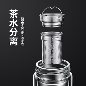 Double Walled Glass Water Cup With Tea Water Separation 304 Stainless Steel Infuser For Tea And Water - Product Image 1