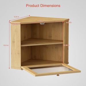 Panera de Bambú de 2 Niveles para Esquina de Cocina con Puerta de Vidrio para Conservar la Frescura - Product Image 5