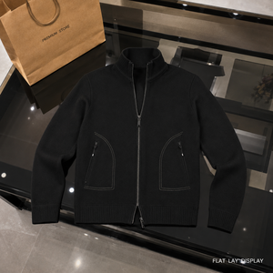 <span class=keywords><strong>Cardigan</strong></span> da Uomo in Lana 100% con Ricamo Personalizzato sul Davanti, Vestibilità <span class=keywords><strong>Slim</strong></span>, Collo Rovesciato, Motivo 3D, Moda Autunno Inverno - Product Image 3