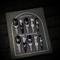 Ongles Press-On Faits Main Personnalisables Gothiques 3D Croix Vierge Marie Faux Ongles à Coller Stiletto