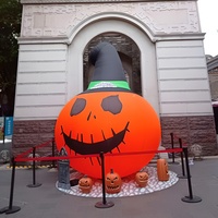 Calabaza Inflable Gigante de PVC Resistente con Sombrero de Bruja, Decoración de Halloween para Interiores y Exteriores, para Plaza, Centro Comercial, Carnaval