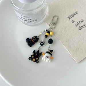 Cute Halloween Beaded Keychain <b>Black</b> Cat Ghost Pendant Phone <b>Lanyard</b> Bag Charm Women Gift Wholesale - Product Image 6