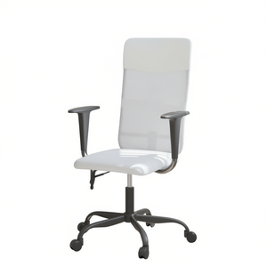 Chaise de bureau en maille blanche avec siège en similicuir, base en métal, pivotante, design ergonomique, style contemporain, modèle D0100H5HMF6 - Product Image 1