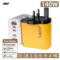 Pengisi Daya Cepat GaN 140W PD 3.1 5 Port USB-C Adaptor Daya Desktop QC3.0 Stasiun Pengisian Daya Multiport Kecepatan Tinggi untuk Laptop Colokan UK