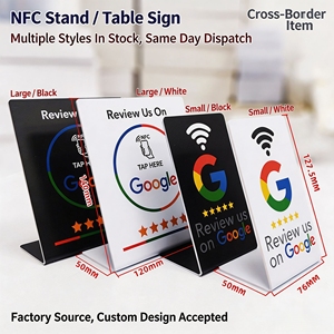 Tarjeta NFC 215 programable con código <span class=keywords><strong>QR</strong></span> para reseñas de Google, soporte de mesa NFC para exhibición de reseñas de Google, tarjeta flexible con soporte de marca. - Product Image 4