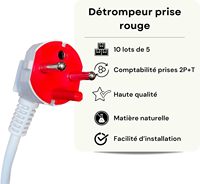 Prise mâle rouge en plastique 2P+E compatible avec toutes les prises électriques standard