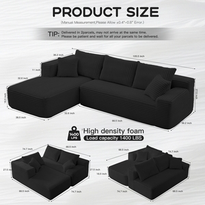 <span class=keywords><strong>Canapé</strong></span> en forme de L sans structure, <span class=keywords><strong>canapé</strong></span> modulaire sectionnel avec ottoman mobile pour salon - Product Image 5