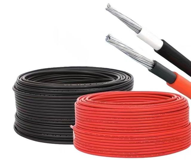 PV1-F Tinned Copper Low Voltage Photovoltaic Solar Cable 1.5mm 2.5mm 4mm 6mm XLPE Insulation Twin Cores IP68 0.6/1kV Panel Cable