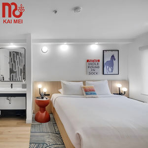 Meubles européens modernes en bois de mélamine de conception de luxe d'hôtel de confort meubles de chambre à coucher jumeaux d'hôtel - Product Image 1