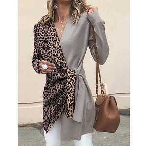 Autunno <span class=keywords><strong>e</strong></span> l'inverno delle nuove signore di temperamento Con Scollo A V leopardo vestito di colore di contrasto delle donne di personalità della <span class=keywords><strong>camicia</strong></span> <span class=keywords><strong>giacca</strong></span> - Product Image 4