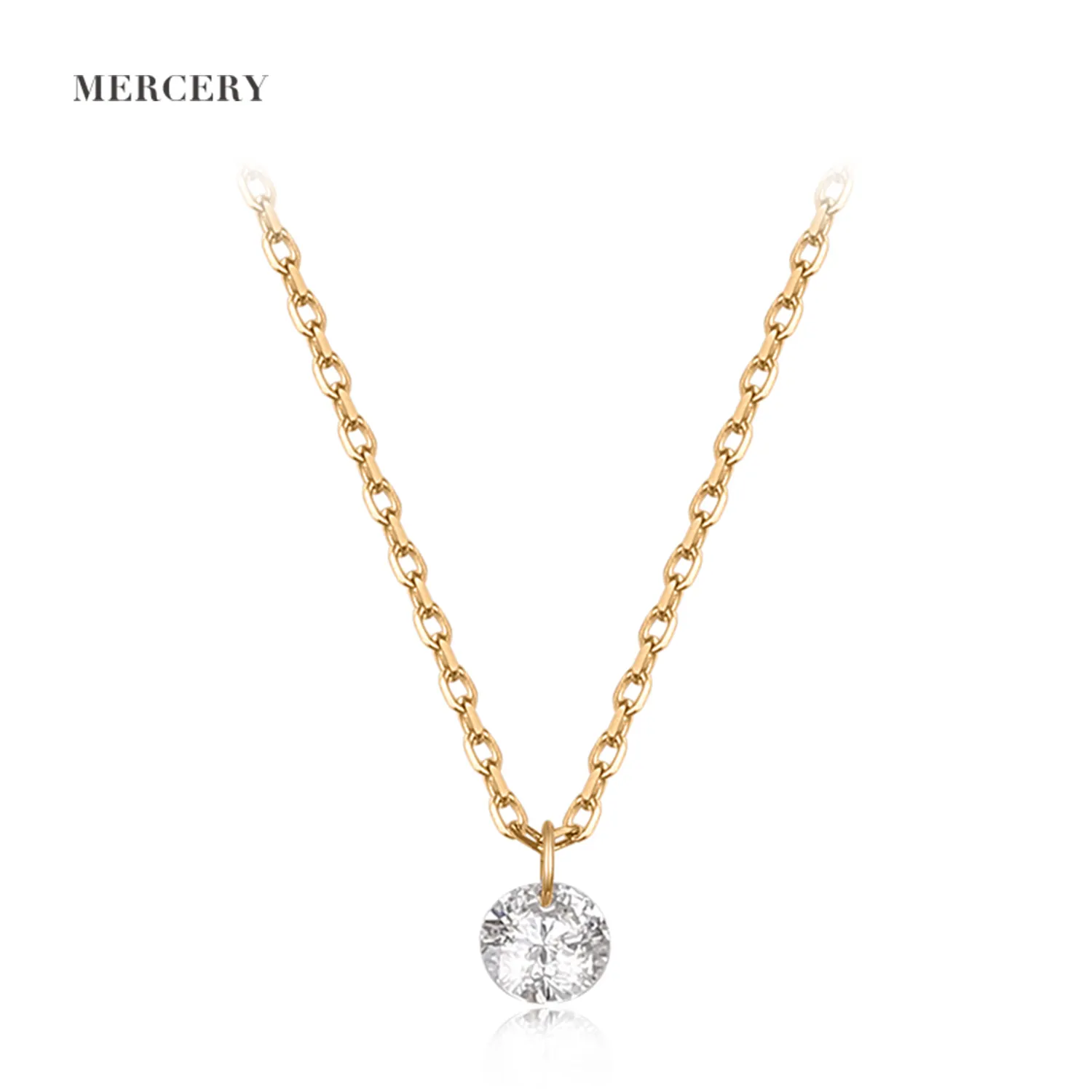 Mercery Latest New Products Custom Charm Necklace Diamond Jewelry Luxury 14K Solid Gold Pendant Necklace For Women