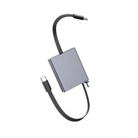 Kabel Data Retraktil Satu Arah dengan Konektor USB-A/Type-C Pengisian Cepat 66W untuk Penggunaan di Mobil
