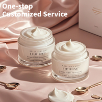 Nouveaux pots en verre cylindriques de luxe pour crèmes visage et mains, avec impression sérigraphique personnalisée, 30g, 50g, 100g, avec bouchon à vis.