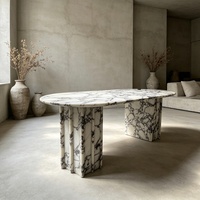 Table à manger ovale pliable moderne en marbre naturel, meubles en pierre solide, bureau décoratif en marbre