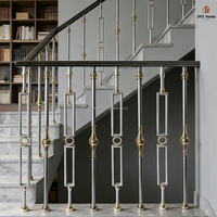 Vente en gros de balustres d'escalier en aluminium-magnésium gris brossé de luxe, en laiton, pour garde-corps intérieur