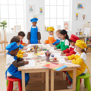 Có Thể Điều Chỉnh Trẻ Em Của Nấu Ăn Bib Tùy Chỉnh Nhà Bếp Tạp Dề Tạp Dề Nhà Bếp Đầu Bếp Hat Set Tái Sử Dụng Không Tay Tạp Dề Cho Trẻ Em Sơn - Product Image 4