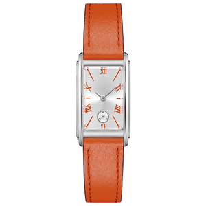 Charmant et moderne boîtier carré de montre fille classique en acier inoxydable 316L avec un bracelet en cuir de veau bleu lac U3024 - Product Image 5