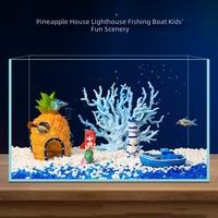 Kit d'aquarium miniature pour la maison avec décorations écologiques complètes, ornements aquatiques en plastique et abris cachettes