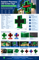 Croix de Pharmacie LED Extérieure Étanche, Programmable Double Face, Affichage Croix Verte avec Contrôle WiFi pour Hôpitaux et Pharmacies