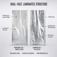 Kantong Aluminium Foil Tri-seal Yin-yang dengan Lapisan Dalam PE Food-grade untuk Penggunaan Suhu Normal