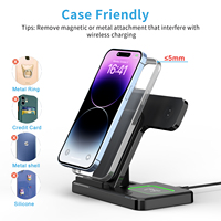 Station de charge sans fil rapide et flexible, support de chargeur de téléphone magnétique, pliable, portable, 15W QC2.0 Type-C pour 3 1 ABS