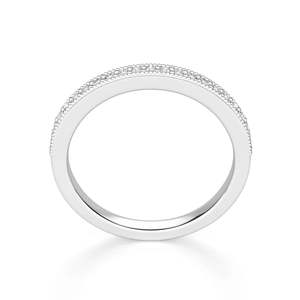 Bague de mariage demi-éternité à coupe ronde pour femme Cadeau d'anniversaire et d'anniversaire Bague de fiançailles et d'anniversaire Moissanite - Product Image 3