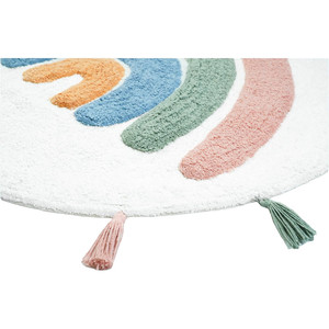 HMS 32 \ "tappeto da bagno con arcobaleni in cotone rosa blu bianco giovanile tappetino da bagno rotondo - Product Image 3