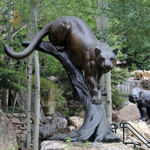 Bronze Noir Panthère Statue Extérieur Décoratif Animal Mascotte Sculpture Métal Illustration dans <span class=keywords><strong>Casting</strong></span> Technique Ange Thème - Product Image 1