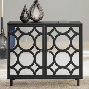 Nhân đôi tủ nhỏ màu đen tủ tự chọn với hoa văn chạm khắc kệ có thể điều chỉnh tủ đựng thức ăn chân gỗ Tủ lưu trữ - Product Image 2