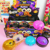 Jouet sensoriel effrayant à presser en forme de citrouille et d'œil, avec paillettes d'Halloween, pour boîte mystère surprise, cadeau