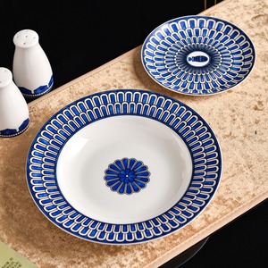Hot Selling Europe Palace Royal Nordic Home Decoration Blue Luxury 32pcs Bone China On-glazed <b>Dinnerware</b> <b>Set</b> Cup Kit Plant - Product Image 4