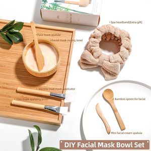Set di 5 Pezzi per Maschere Viso in Bambù Organico Riutilizzabile, Kit Fai-da-Te per la Cura della Pelle con Pennello in Silicone, Cucchiaio e Spatola per Spa - Product Image 2