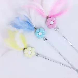 Factory New Teaser Cat Wand Feather Boredom Kitten With Double Bell Petal Type Feather Funny Fairy Wand Pet Toys