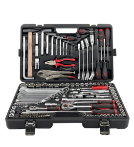 138-Piece Hand Tool Kit Hard Case Customizable OEM Support 1-Year Warranty Home Garden Repair Combination Wrench Screwdriver Set