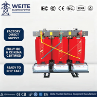 Transformateur de distribution de puissance à résine coulée de type sec 11kV 10kV 800 Kva, 750kVA 500KVA, certifié CE, faible bruit, 315KV/400V
